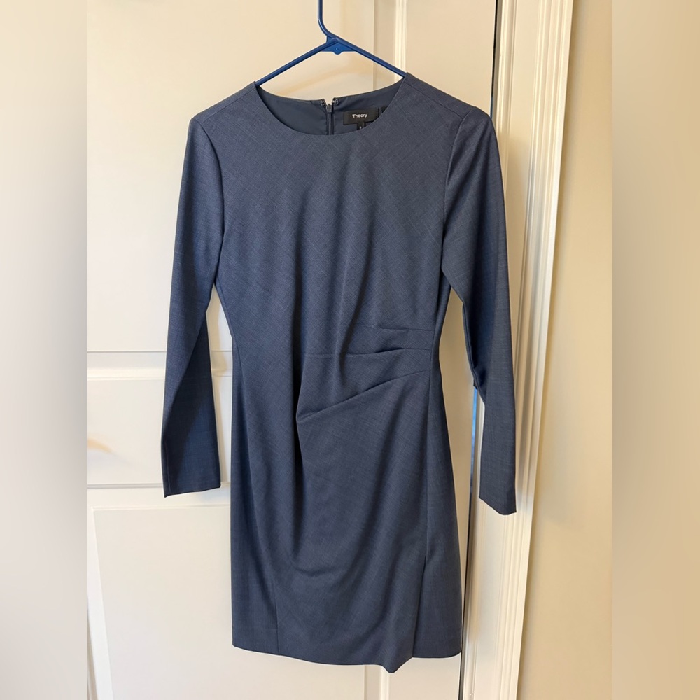 Theory Long Sleeve Navy Dress